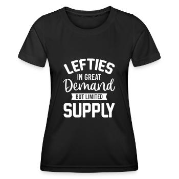 Lefty - Gauchers en forte demande mais offre limitée - T-shirt sport Femme - noir - Devant - AI Model Female 172 light (172cm)