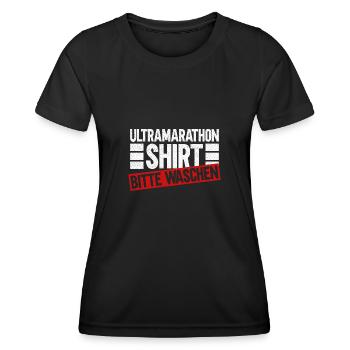Ultramarathon Shirt Bitte Waschen - Ultramarathon - Frauen Funktions-T-Shirt - Schwarz - Vorne - AI Model Female 172 light (172cm)
