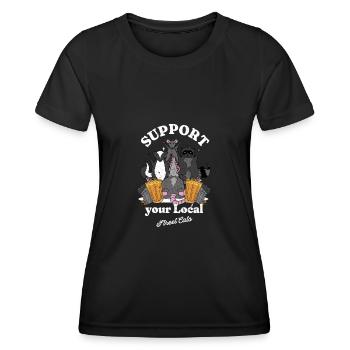 Support your Local Street Cats - Frauen Funktions-T-Shirt - Schwarz - Vorne - AI Model Female 172 light (172cm)