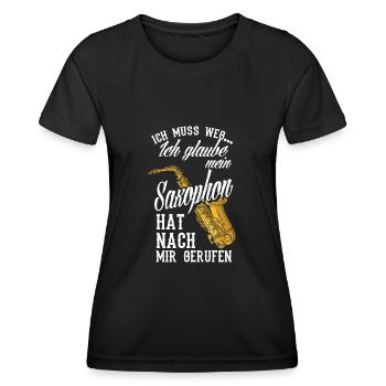 Mein Saxophon Hat Nach Mir Gerufen Saxophon - Frauen Funktions-T-Shirt - Schwarz - Vorne - AI Model Female 172 light (172cm)
