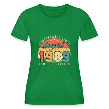 Année de naissance 1989 en août - T-shirt sport Femme - vert - Devant - AI Model Female 172 dark (172cm)