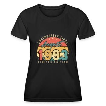 Year of construction August 1993 - Women's Functional T-Shirt - black - Front - AI Model Female 172 light (172cm)