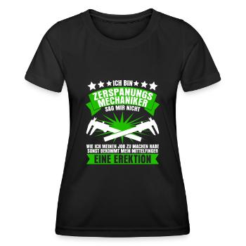 Zerspaner Witz Zerspanungsmechaniker - Frauen Funktions-T-Shirt - Schwarz - Vorne - AI Model Female 172 light (172cm)