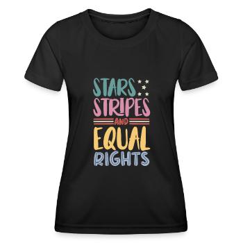Sterne Streifen Und Gleichberechtigung - Frauen Funktions-T-Shirt - Schwarz - Vorne - AI Model Female 172 light (172cm)