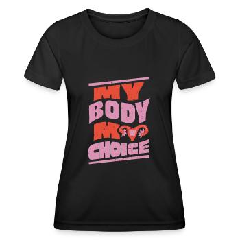L’avortement, mon corps mon choix - T-shirt sport Femme - noir - Devant - AI Model Female 172 light (172cm)