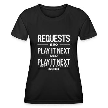 DJ, Clubbing, Song Request - Women's Functional T-Shirt - black - Front - AI Model Female 172 light (172cm)