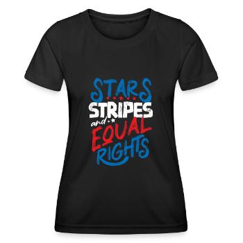 Sterne Streifen Und Gleichberechtigung - Frauen Funktions-T-Shirt - Schwarz - Vorne - AI Model Female 172 light (172cm)