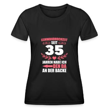 35 Hochzeitstag Frau Leinwandhochzeit Geschenk - Frauen Funktions-T-Shirt - Schwarz - Vorne - AI Model Female 172 light (172cm)