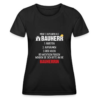 Meine Aufgaben als Bauherr - Frauen Funktions-T-Shirt - Schwarz - Vorne - AI Model Female 172 light (172cm)