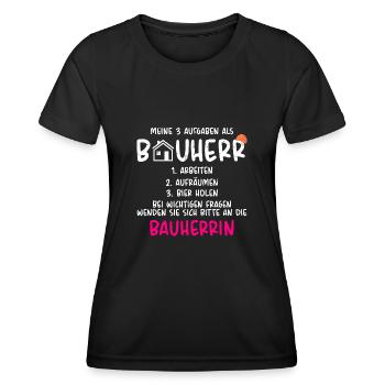 Meine Aufgaben als Bauherr - Frauen Funktions-T-Shirt - Schwarz - Vorne - AI Model Female 172 light (172cm)