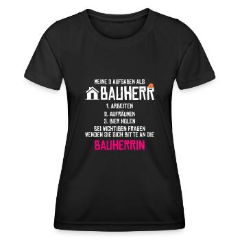 Meine Aufgaben als Bauherr - Frauen Funktions-T-Shirt - Schwarz - Vorne - AI Model Female 172 light (172cm)