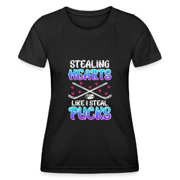 Stealing Hearts like i steal Pucks - Women's Functional T-Shirt - black - Front - AI Model Female 172 light (172cm)