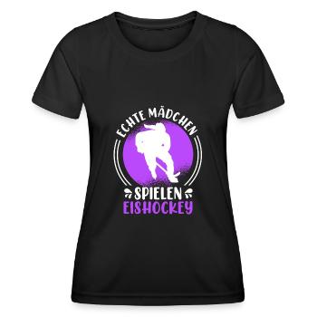 Echte Mädchen spielen Eishockey Damen - Frauen Funktions-T-Shirt - Schwarz - Vorne - AI Model Female 172 light (172cm)