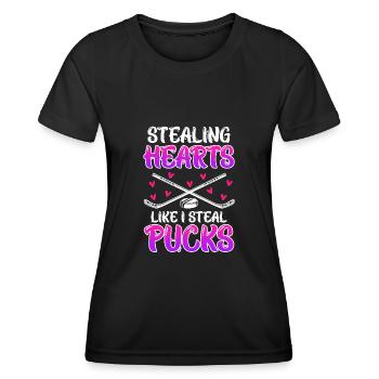 Stealing Hearts like i steal Pucks - Women's Functional T-Shirt - black - Front - AI Model Female 172 light (172cm)