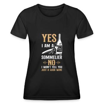 Dégustation de vin de sommelier - T-shirt sport Femme - noir - Devant - AI Model Female 172 light (172cm)
