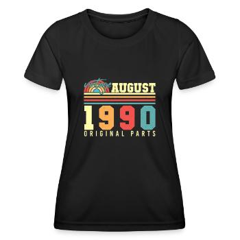Baujahr August 1990 - Frauen Funktions-T-Shirt - Schwarz - Vorne - AI Model Female 172 light (172cm)