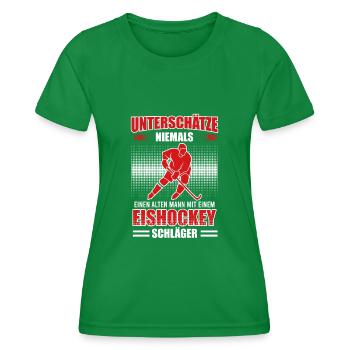 Alter man mit Eishockey Schläger - Frauen Funktions-T-Shirt - Kelly Green - Vorne - AI Model Female 172 dark (172cm)