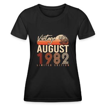 40e anniversaire août 1982 - T-shirt sport Femme - noir - Devant - AI Model Female 172 light (172cm)