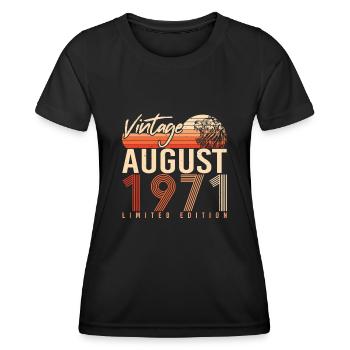 Millésime d’août 1971 - T-shirt sport Femme - noir - Devant - AI Model Female 172 light (172cm)