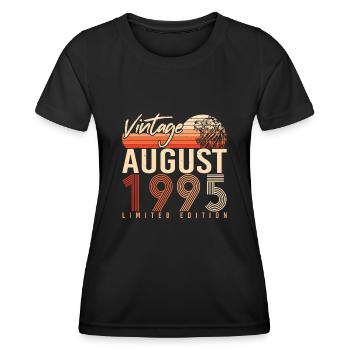 Mois de naissance Août 1995 - T-shirt sport Femme - noir - Devant - AI Model Female 172 light (172cm)