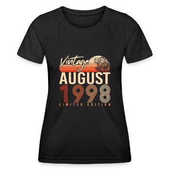 Mois de naissance Août 1998 - T-shirt sport Femme - noir - Devant - AI Model Female 172 light (172cm)