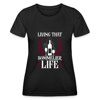 Dégustation de vin de sommelier - T-shirt sport Femme - noir - Devant - AI Model Female 172 light (172cm)