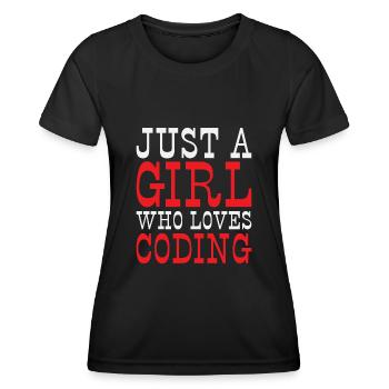 Just a Girl who loves Coding Programmer - Frauen Funktions-T-Shirt - Schwarz - Vorne - AI Model Female 172 light (172cm)