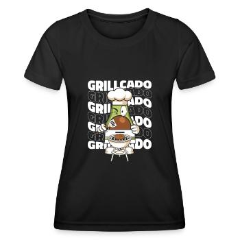 Grill grill maître BBQ - T-shirt sport Femme - noir - Devant - AI Model Female 172 light (172cm)