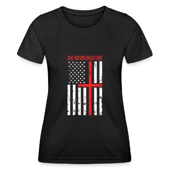 One Nation Under God - Frauen Funktions-T-Shirt - Schwarz - Vorne - AI Model Female 172 light (172cm)