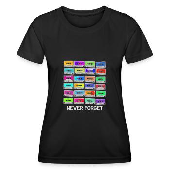 Never Forget Audio Cassette Tape - Never Forget - Frauen Funktions-T-Shirt - Schwarz - Vorne - AI Model Female 172 light (172cm)