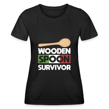 Wooden Spoon Survivor - Italian - Frauen Funktions-T-Shirt - Schwarz - Vorne - AI Model Female 172 light (172cm)