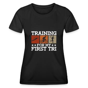 Entraînement pour mon premier Tri - Triathlon - T-shirt sport Femme - noir - Devant - AI Model Female 172 light (172cm)