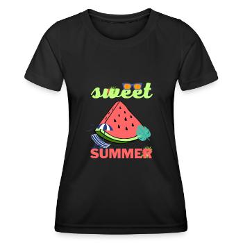 Sweet Summer été pastèque plage soleil cool - T-shirt sport Femme - noir - Devant - AI Model Female 172 light (172cm)