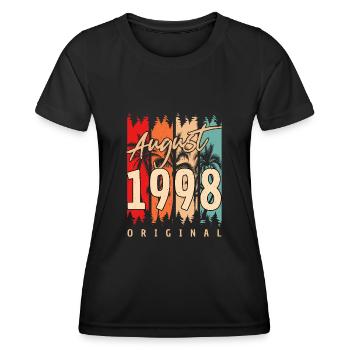 Mois de naissance Août 1998 - T-shirt sport Femme - noir - Devant - AI Model Female 172 light (172cm)