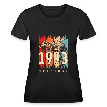 Année de construction 1993 en août - T-shirt sport Femme - noir - Devant - AI Model Female 172 light (172cm)