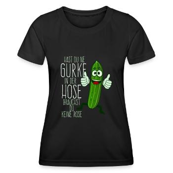 Gurke in der Hose Witz Saure Gurken - Frauen Funktions-T-Shirt - Schwarz - Vorne - AI Model Female 172 light (172cm)