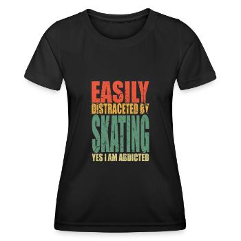 Patinage en disant drôle - T-shirt sport Femme - noir - Devant - AI Model Female 172 light (172cm)