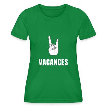 Les vacances c'est cool - Signe Surfeur Shaka - T-shirt sport Femme - vert - Devant - AI Model Female 172 dark (172cm)