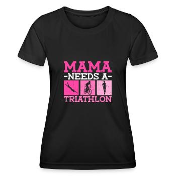 Mama braucht einen Triathlon - Triathlon Frauen - Frauen Funktions-T-Shirt - Schwarz - Vorne - AI Model Female 172 light (172cm)