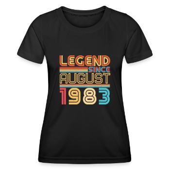 Année de construction Août 1983 - T-shirt sport Femme - noir - Devant - AI Model Female 172 light (172cm)