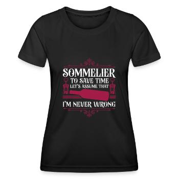 Dégustation de vin de sommelier - T-shirt sport Femme - noir - Devant - AI Model Female 172 light (172cm)