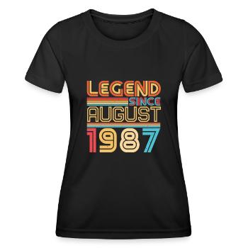 Salutations d’anniversaire pour août 1987 - T-shirt sport Femme - noir - Devant - AI Model Female 172 light (172cm)