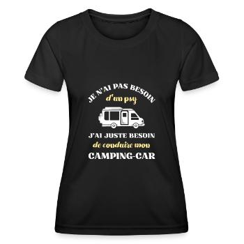 besoin psy camping car homme humour cadeau drole - T-shirt sport Femme - noir - Devant - AI Model Female 172 light (172cm)