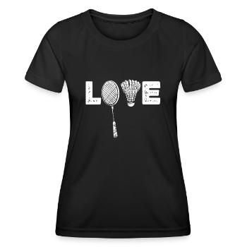 Badminton, Badminton -Spieler - Frauen Funktions-T-Shirt - Schwarz - Vorne - AI Model Female 172 light (172cm)