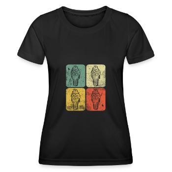 Retro Eiscreme Liebhaber Eis Essen Sommer Eisdiele - Frauen Funktions-T-Shirt - Schwarz - Vorne - AI Model Female 172 light (172cm)