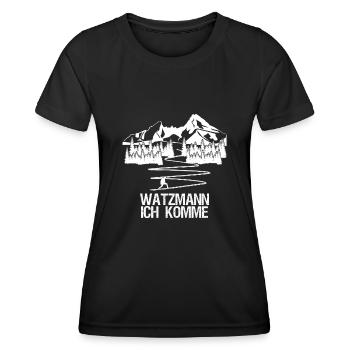 Watzmann Bergsteigen Wandern - Frauen Funktions-T-Shirt - Schwarz - Vorne - AI Model Female 172 light (172cm)