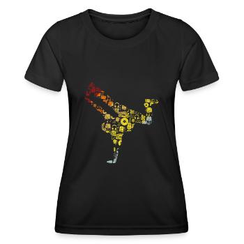 Breakdance Sillhouette Street Dance Breakdance Ges - Frauen Funktions-T-Shirt - Schwarz - Vorne - AI Model Female 172 light (172cm)