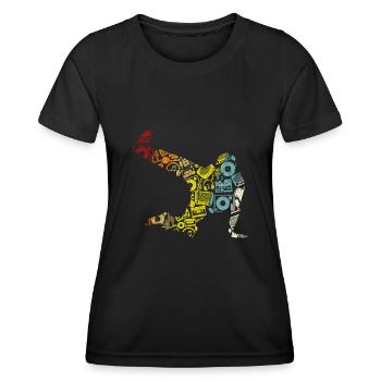 Breakdance Sillhouette Street Dance Breakdance Ges - Frauen Funktions-T-Shirt - Schwarz - Vorne - AI Model Female 172 light (172cm)