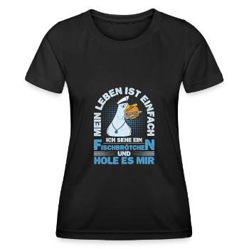 Fischbrötchen Möwe Norddeutsch - Frauen Funktions-T-Shirt - Schwarz - Vorne - AI Model Female 172 light (172cm)