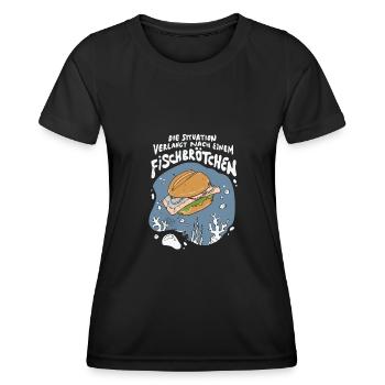 Fischbrötchen Möwe Norddeutsch - Frauen Funktions-T-Shirt - Schwarz - Vorne - AI Model Female 172 light (172cm)